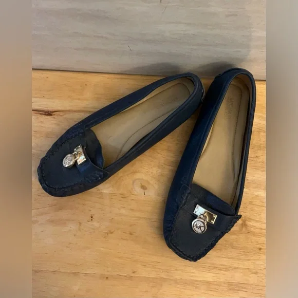 Michael Kors Hamilton Leather Loafers Metallic Gold-Decorative Lock - Picture 2 of 12